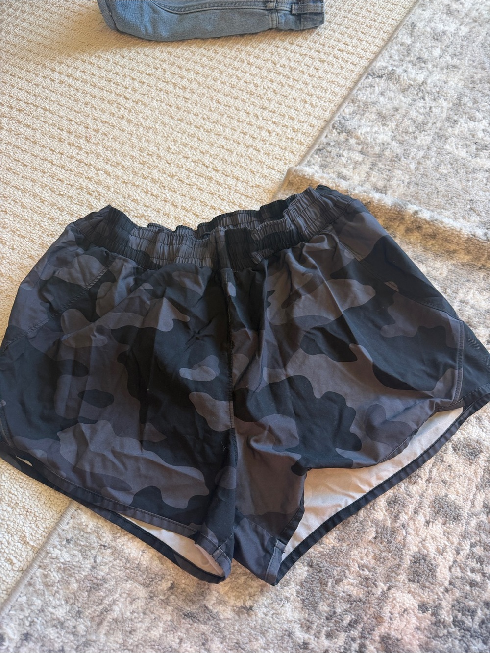 Womens Black & Gray Camo Athletic Shorts